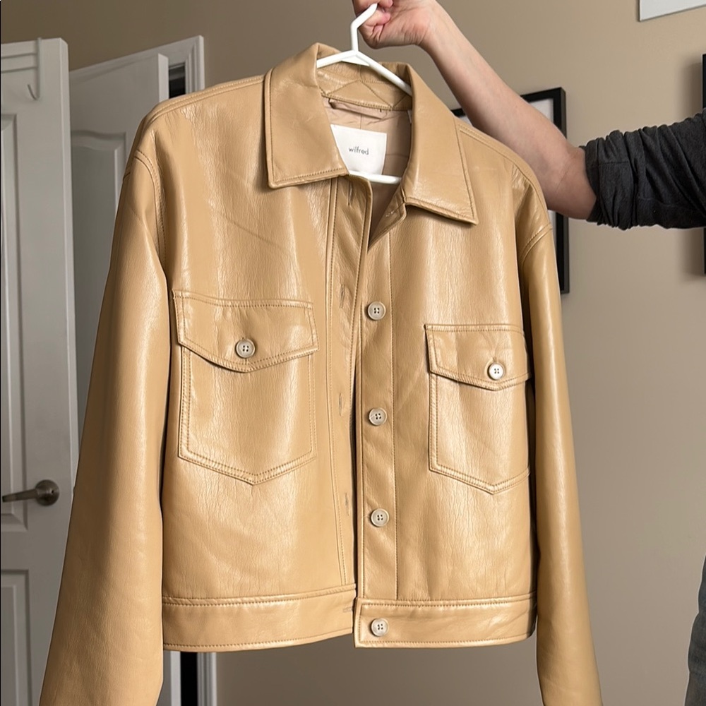 Aritzia Wilfred Tan Leather Jacket